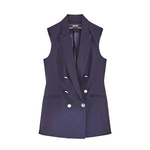 Zara double-breasted  sleeveless waist coat Navy